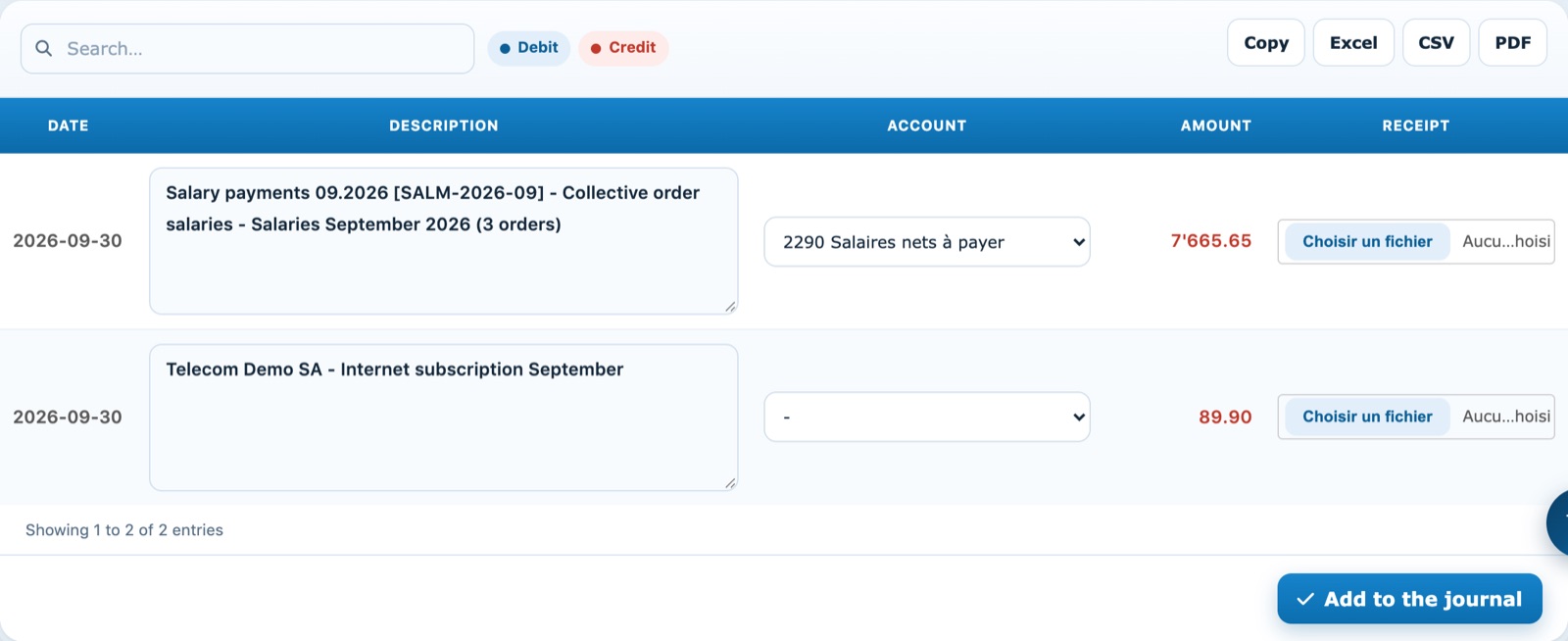 A collective order of 7665.65 recognised as the September salary payment